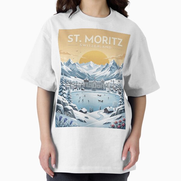 St. Moritz Switzerland Travel Poster Vintage Winter - Adult & Kids T-Shirts, Sweatshirts & Hoodies apparel design preview 1
