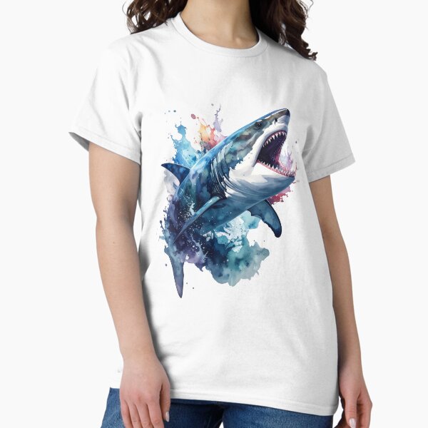King of the Deep, Shark in Watercolor - Adult & Kids T-Shirts, Sweatshirts & Hoodies apparel design preview 1