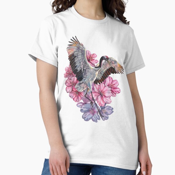 Dancing Crane and Blossoms - Adult & Kids T-Shirts, Sweatshirts & Hoodies apparel design preview 1