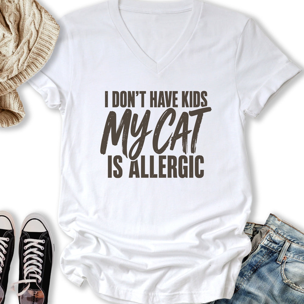 My Cat Is Allergic V-Neck - Adult & Kids T-Shirts, Sweatshirts & Hoodies apparel design preview 1