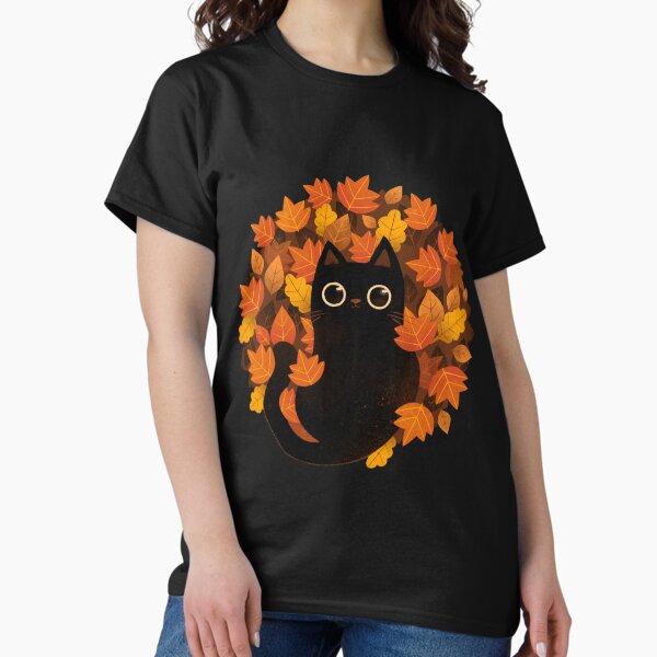 Cat and Autumn Leaves! - Adult & Kids T-Shirts, Sweatshirts & Hoodies apparel design preview 1