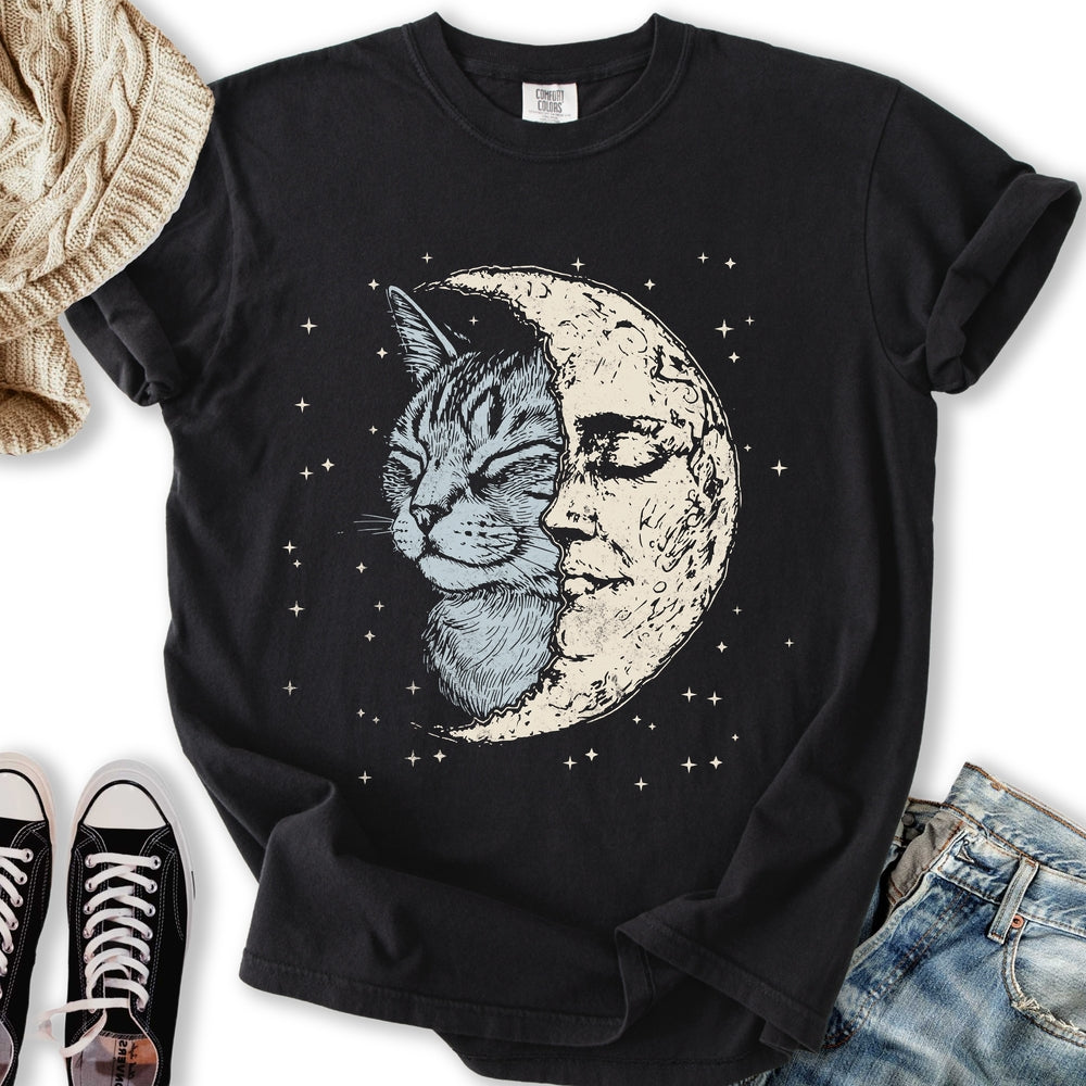 Celestial Cat Moon - Adult & Kids T-Shirts, Sweatshirts & Hoodies apparel design preview 1