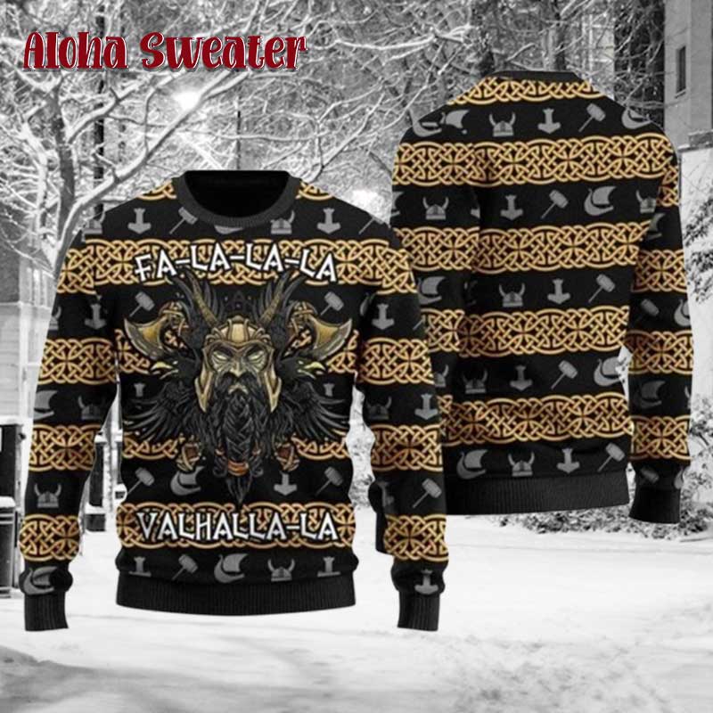Fa La La Valhalla Odin Viking Ugly Christmas Sweater product image