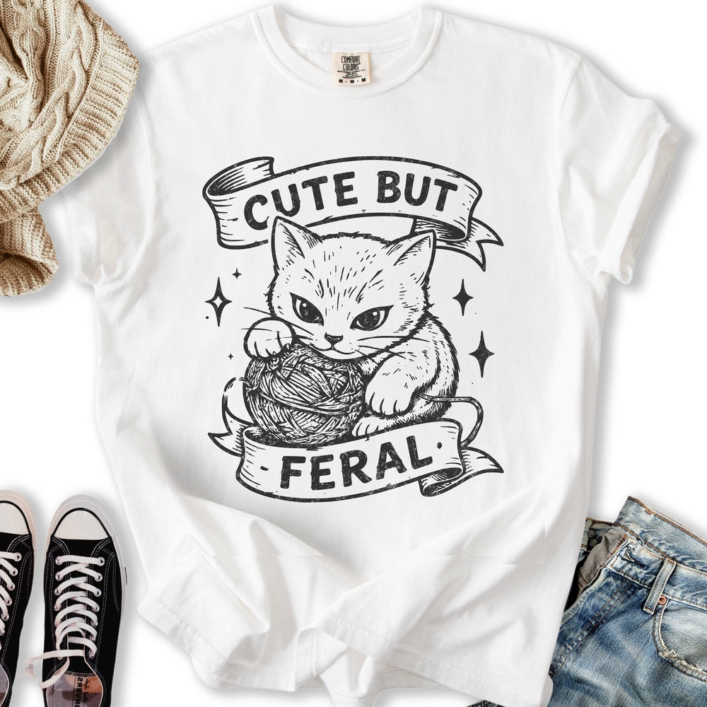 Cute But Feral Cat - Adult & Kids T-Shirts, Sweatshirts & Hoodies apparel design preview 2