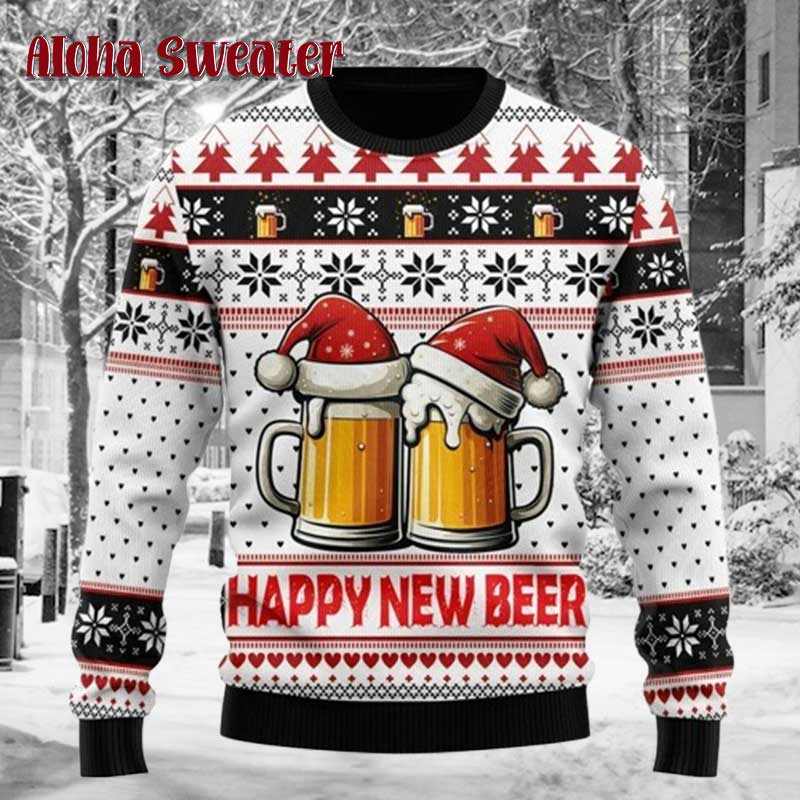 Beer Reindeer Wraped In Lights Ugly Christmas Sweater product image 2