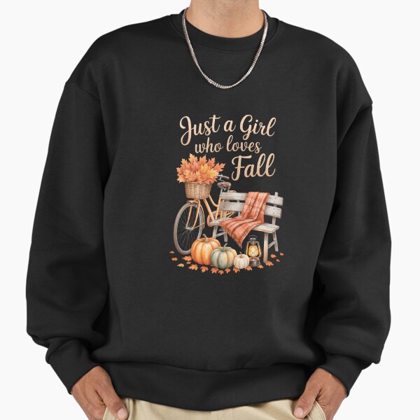 Just A Girl Who Loves Fall Cute Pumpkin Autumn Leaves - Adult & Kids T-Shirts, Sweatshirts & Hoodies apparel design preview 1