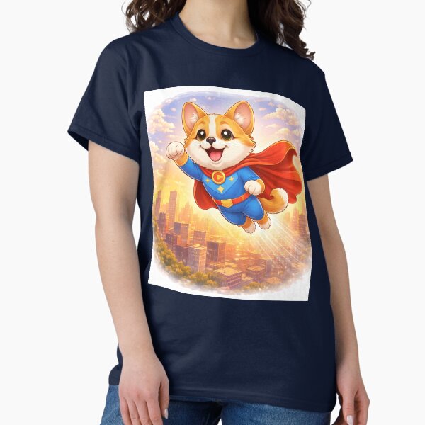 Flying Superhero Dog Over the City Cute Hero in Sky - Adult & Kids T-Shirts, Sweatshirts & Hoodies apparel design preview 1