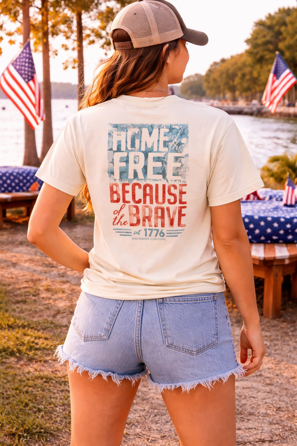 Southern Couture Classic Home Of The Free USA - Adult & Kids T-Shirts, Sweatshirts & Hoodies apparel design preview 1