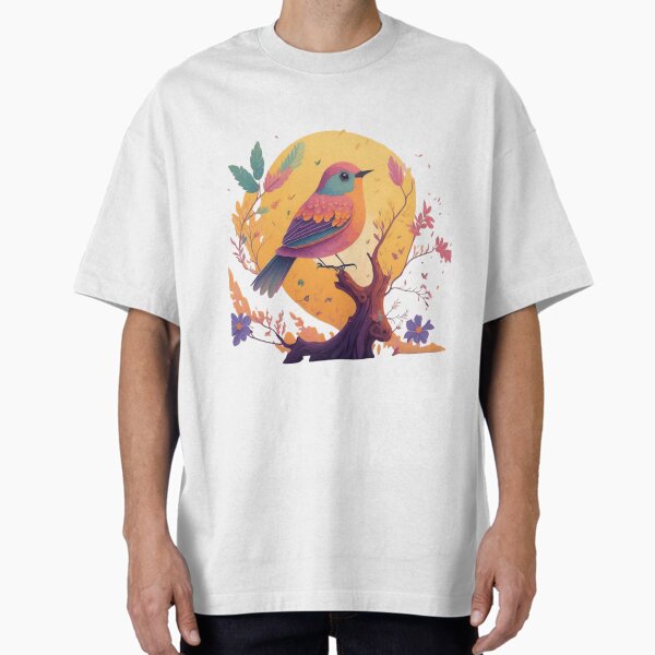 Spring magic Stylish bird on a blossoming branch - Adult & Kids T-Shirts, Sweatshirts & Hoodies apparel design preview 1