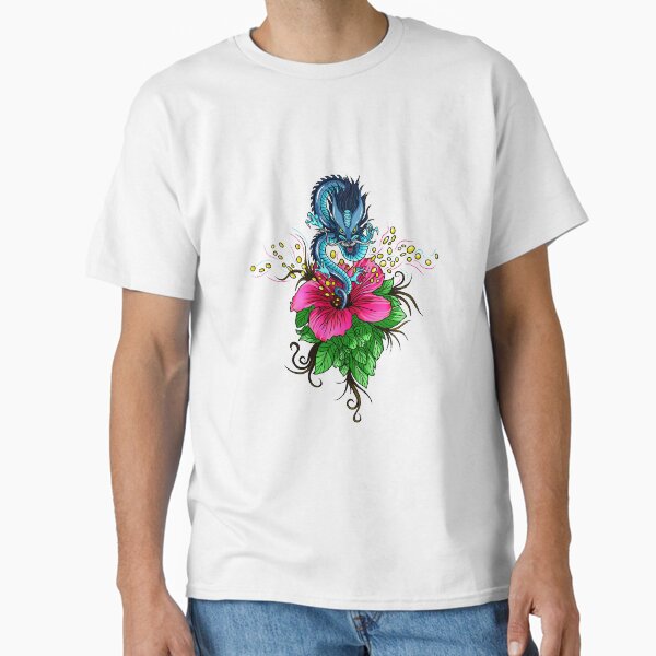 Dragon with Hibiscus - Adult & Kids T-Shirts, Sweatshirts & Hoodies apparel design preview 1