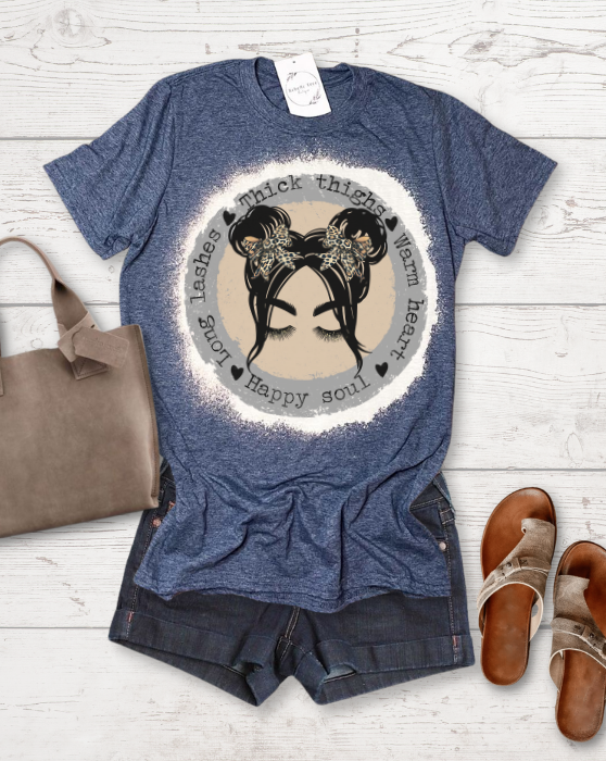 Long Lashes Thick Thighs Happy Soul Messy Bun - Adult & Kids T-Shirts, Sweatshirts & Hoodies apparel design preview 1