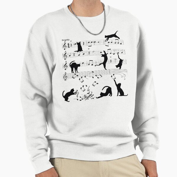 Cat Playing Clef Notes Piano Music Funny Musical Cats - Adult & Kids T-Shirts, Sweatshirts & Hoodies apparel design preview 1