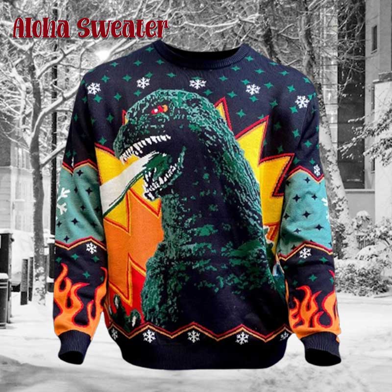 Godzilla Catzila Santa Clause Ugly Christmas Sweater product image 3