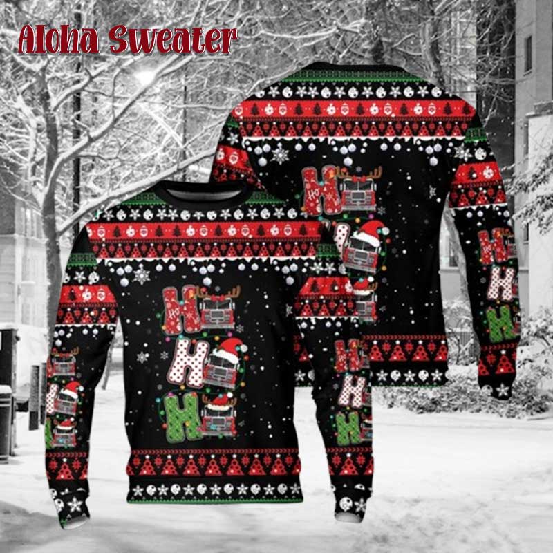 Funny Firefighter Brave Holiday Ugly Christmas Sweater product image 5