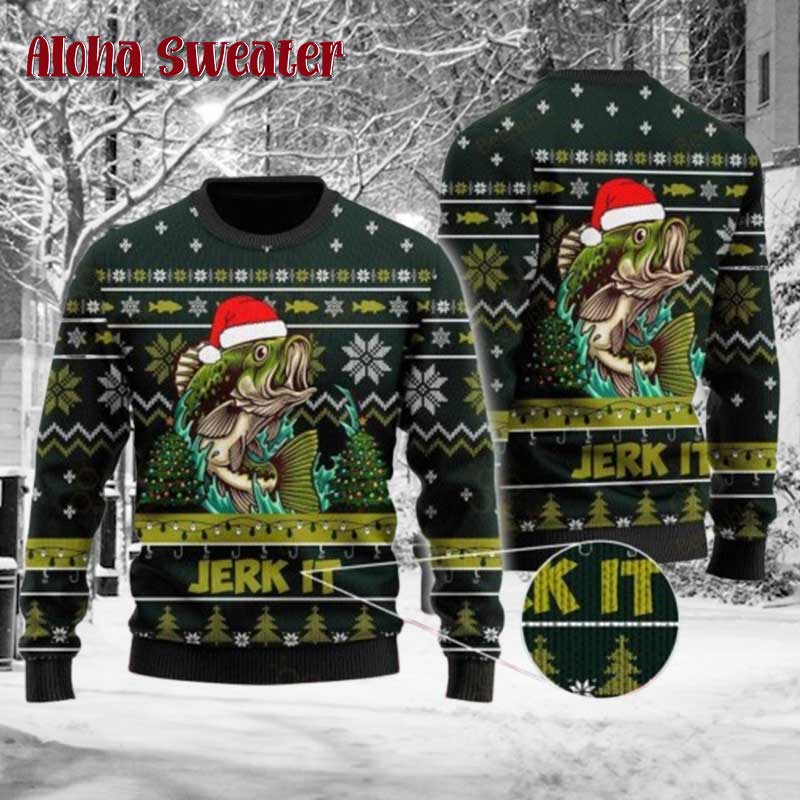 Fishing Retro Merry Fishmas Ugly Christmas Sweater product image 5