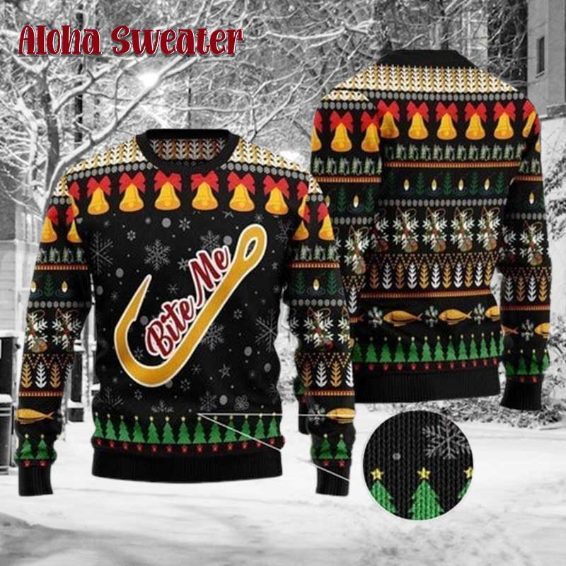 Fishing Retro Merry Fishmas Ugly Christmas Sweater product image 3