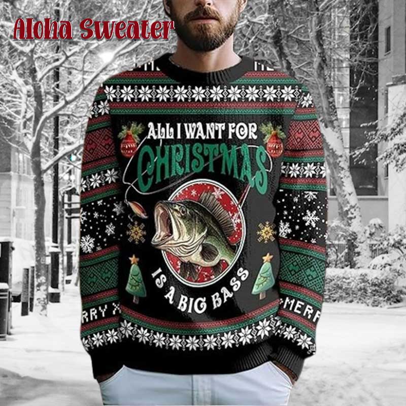 Fishing Retro Merry Fishmas Ugly Christmas Sweater product image