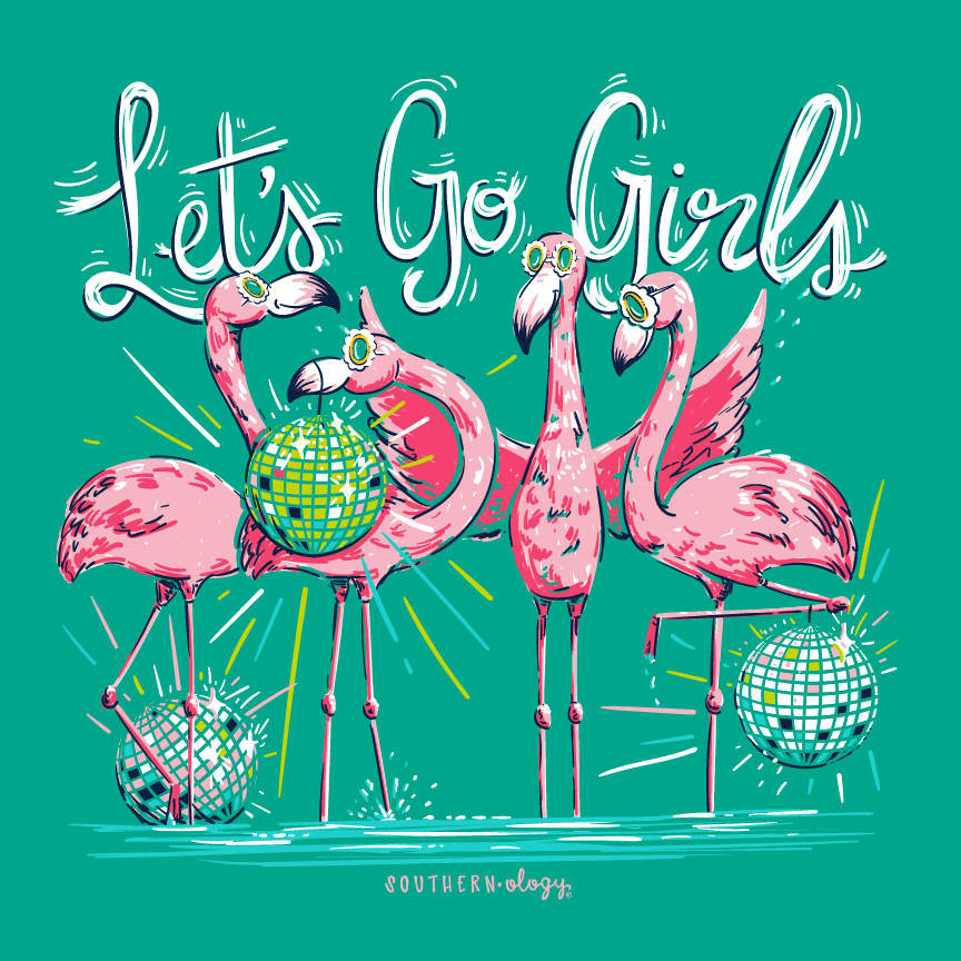 Southernology Flamingo Let's Go Girls Comfort Colors - Adult & Kids T-Shirts, Sweatshirts & Hoodies apparel design preview 2