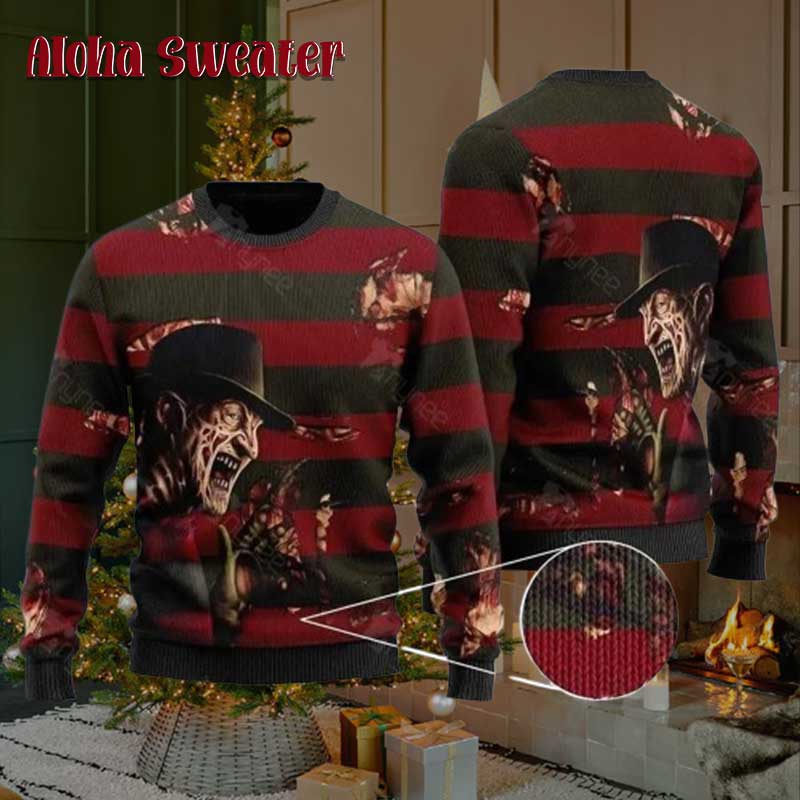 Freddy Claws Custom Name Halloween Ugly Christmas Sweater product image 2