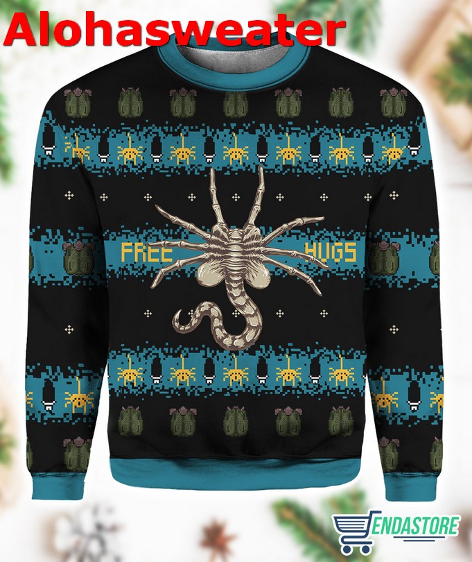 Free Hugs Alien Facehugger Ugly Christmas Sweater product image