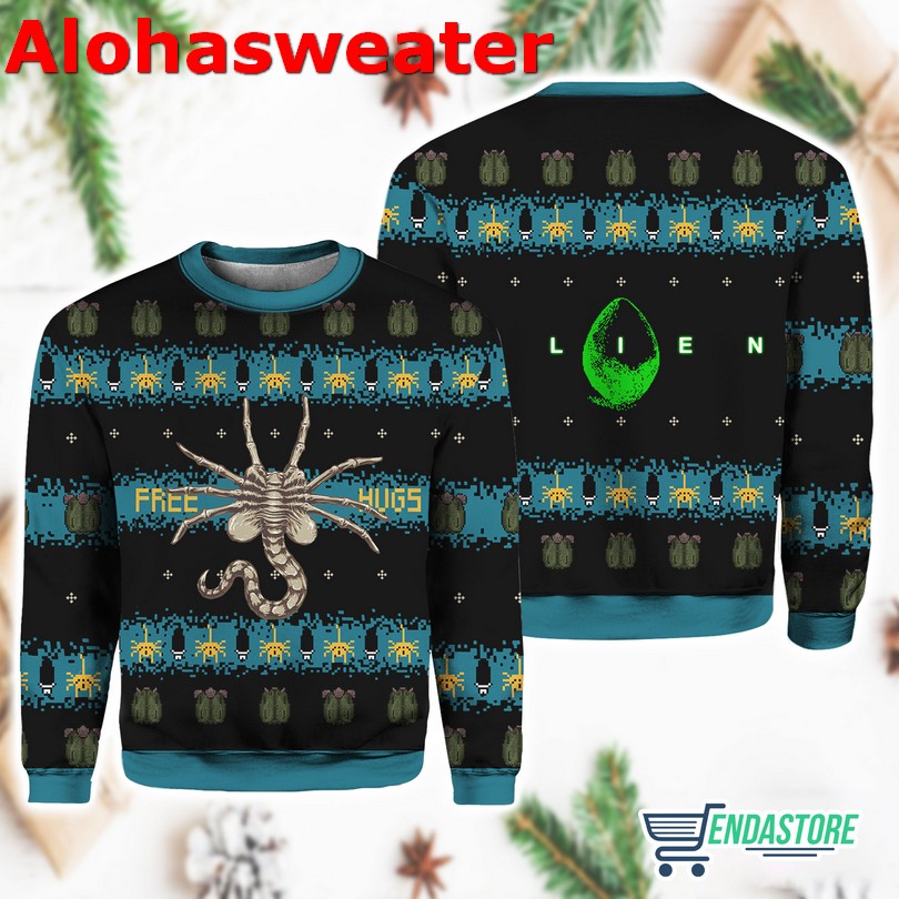 Free Hugs Alien Facehugger Ugly Christmas Sweater product image 3
