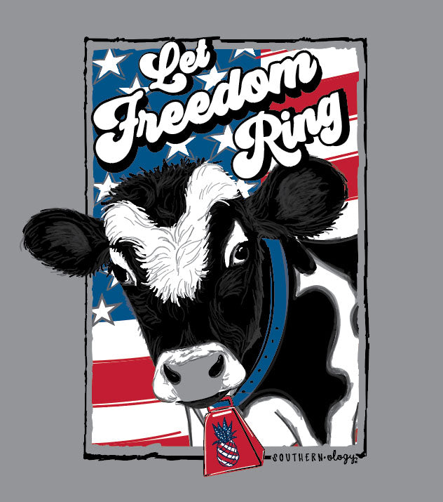 Southernology Freedom Ring Cow USA Comfort Colors - Adult & Kids T-Shirts, Sweatshirts & Hoodies apparel design preview 2
