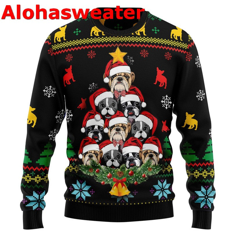 French bulldog greeting Christmas sweater product image 3