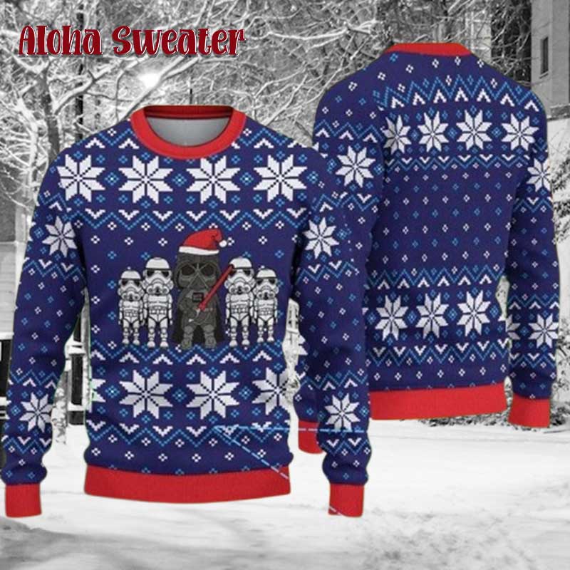 Funny Darth Vader Stormtrooper Santa Ugly Christmas Sweater product image