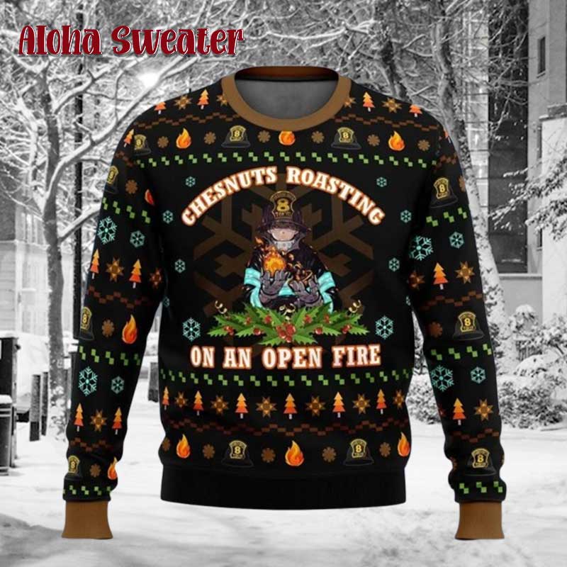 Funny Firefighter Brave Holiday Ugly Christmas Sweater product image 3