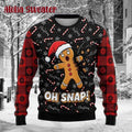 Funny Gingerbread Let’s Get Baked Ugly Christmas Sweater product image