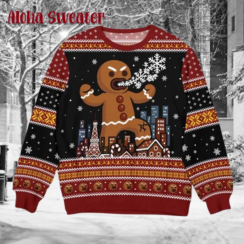 Funny Gingerbread Let’s Get Baked Ugly Christmas Sweater product image 2