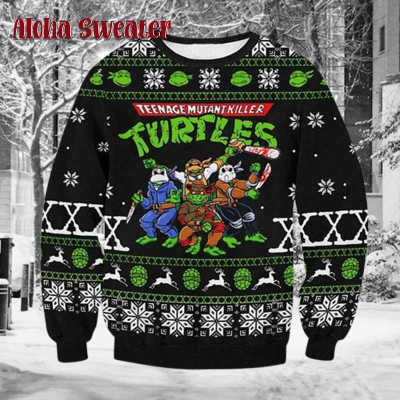Funny Halloween Ninja Turtles Ugly Christmas Sweater product image