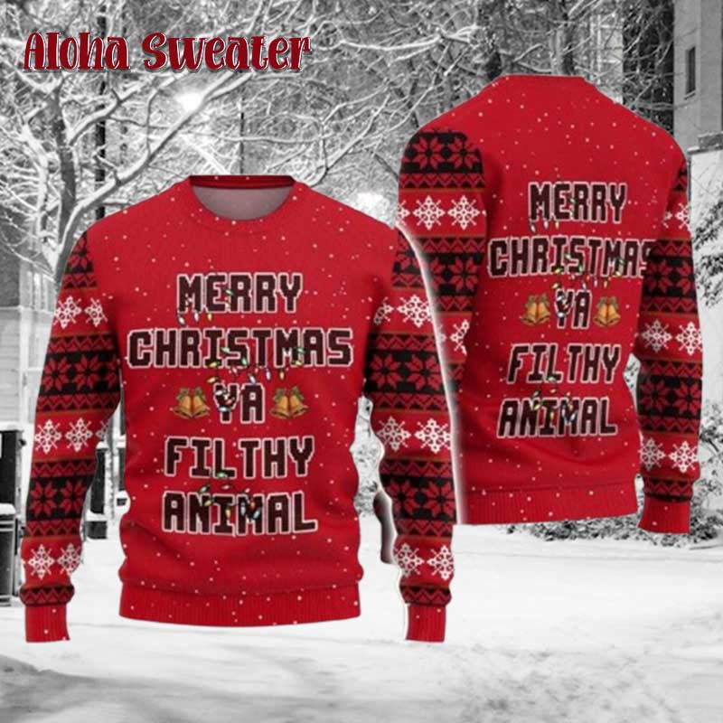 Funny Quote Home Alone Ya Filthy Ugly Christmas Sweater product image