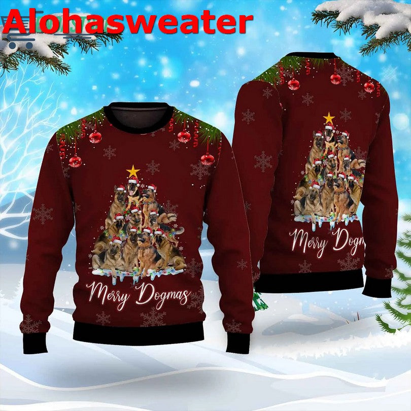 German Shepherd merry dogmas ugly Christmas sweater product image