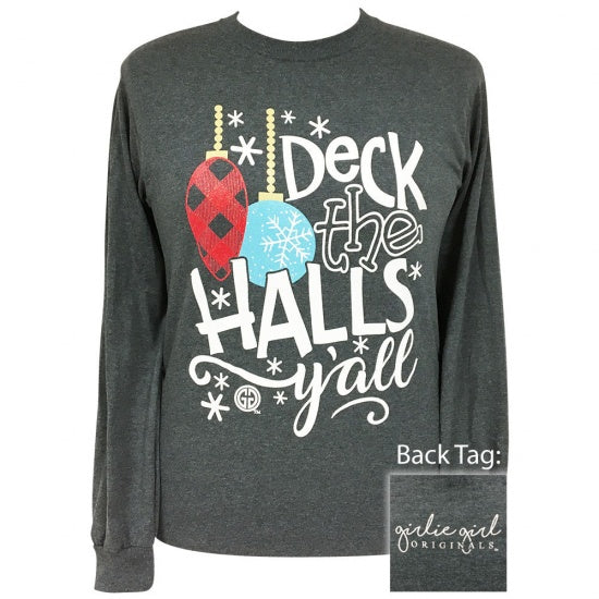 Girlie Girl Preppy Deck The Halls Y'all Holiday - Adult & Kids T-Shirts, Sweatshirts & Hoodies apparel design preview 1