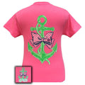 Girlie Girl Originals Anchor Bow Pearls Pink Bright - Adult & Kids T-Shirts, Sweatshirts & Hoodies apparel design preview 1