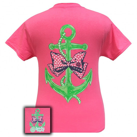 Girlie Girl Originals Anchor Bow Pearls Pink Bright - Adult & Kids T-Shirts, Sweatshirts & Hoodies apparel design preview 1