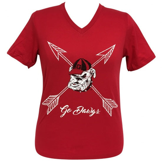 Girlie Girl Preppy Georgia Go Dawgs Arrows V-Neck - Adult & Kids T-Shirts, Sweatshirts & Hoodies apparel design preview 1