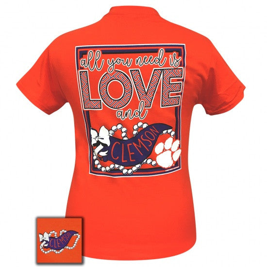 South Carolina Clemson All You Need Is Love - Adult & Kids T-Shirts, Sweatshirts & Hoodies apparel design preview 1