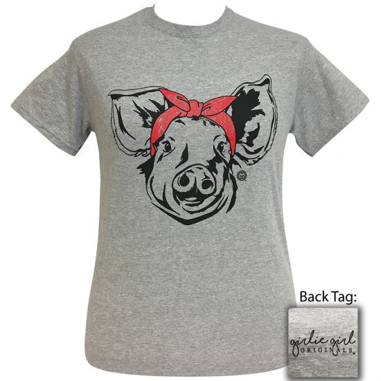 Girlie Girl Originals Preppy Bandana Pig Grey - Adult & Kids T-Shirts, Sweatshirts & Hoodies apparel design preview 1