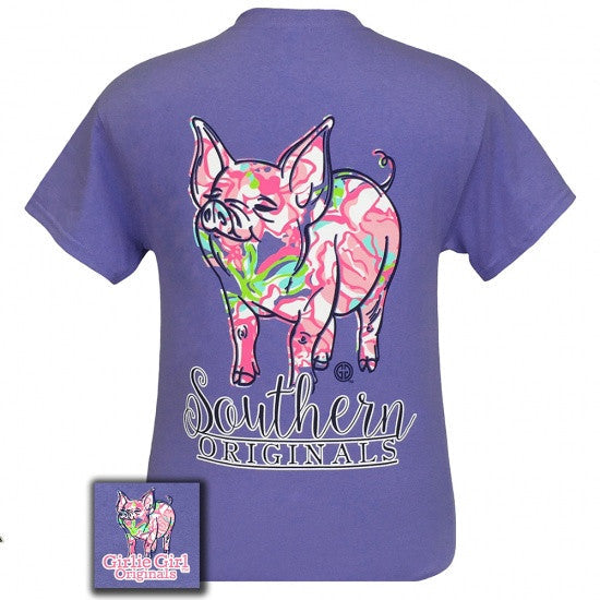 Girlie Girl Originals Southern Preppy Pig Violet - Adult & Kids T-Shirts, Sweatshirts & Hoodies apparel design preview 1