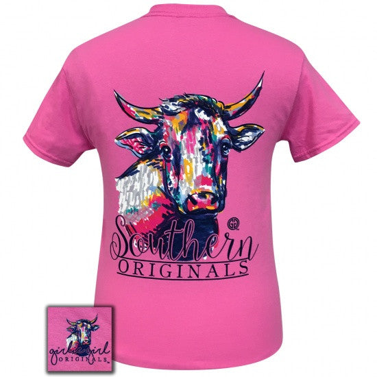 Girlie Girl Originals Preppy Watercolor Steer - Adult & Kids T-Shirts, Sweatshirts & Hoodies apparel design preview 1