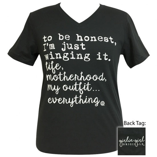 Sale Girlie Girl Preppy Im Just Winging It V-Neck - Adult & Kids T-Shirts, Sweatshirts & Hoodies apparel design preview 1