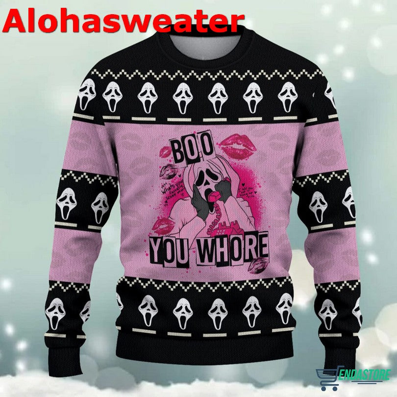 Ghostface Boo You Whore Halloween Ugly Sweater product image