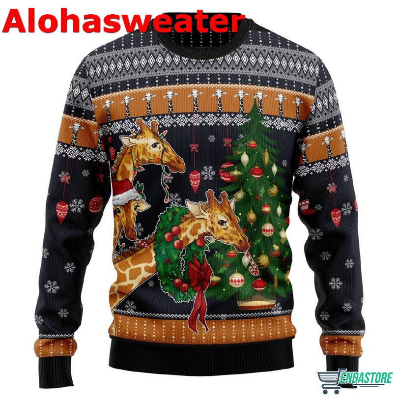 Giraffe Love Christmas Ugly Christmas Sweater product image