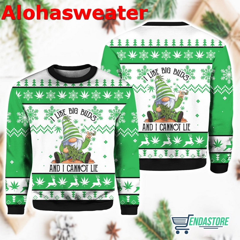 Gnome I Like Big Buds And I Cannot Lie Christmas Sweater product image 3