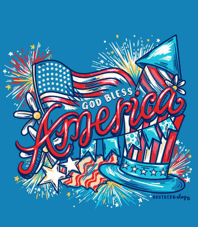 Southernology God Bless America Comfort Colors - Adult & Kids T-Shirts, Sweatshirts & Hoodies apparel design preview 2