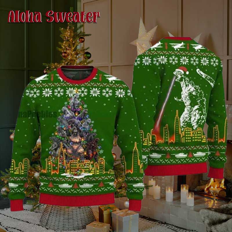 Godzilla Movie Japanese Version Ugly Christmas Sweater product image 2