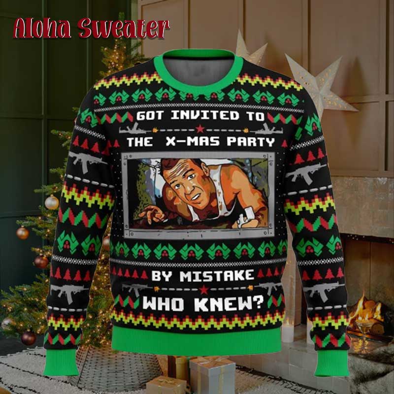 Nakatomi Plaza Die Hard Christmas Pattern Ugly Sweater product image 5