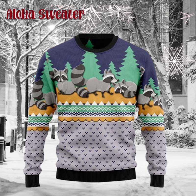 Racoon Funny Trashing Snow Ugly Christmas Sweater product image 4